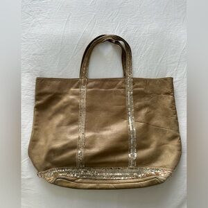 Vanessa Bruno Cabas Tote M - Beige Leather and Strass
